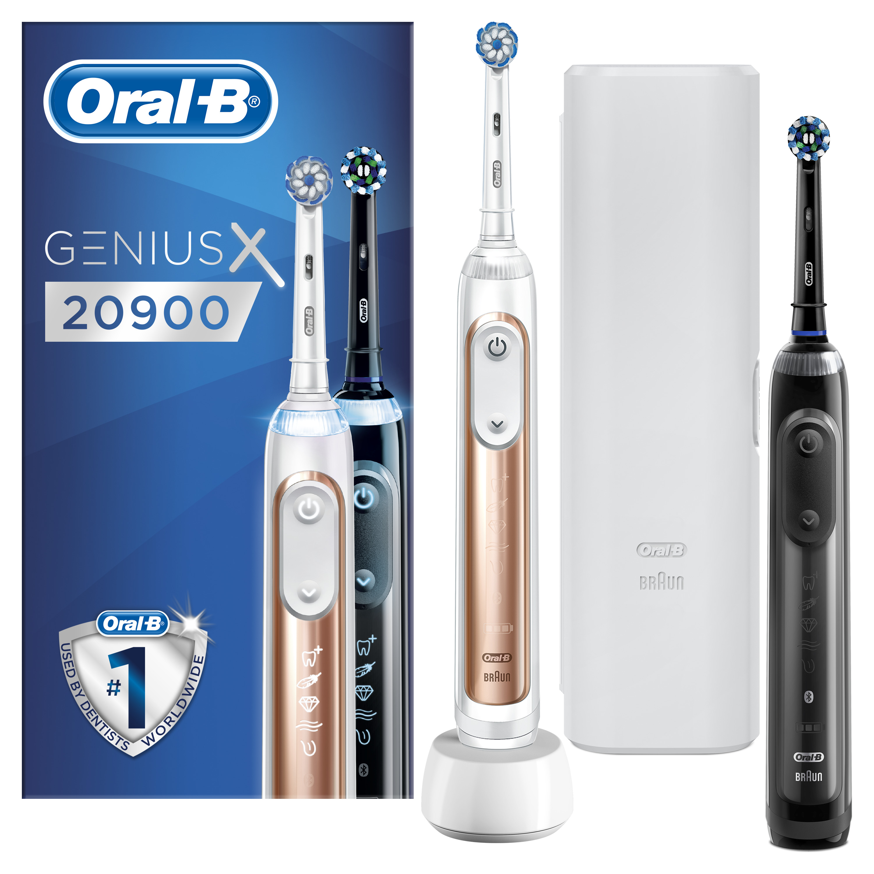 Oral-B Genius X 20900 Duo Roséguld & Svart Eltandborstar 2-pack