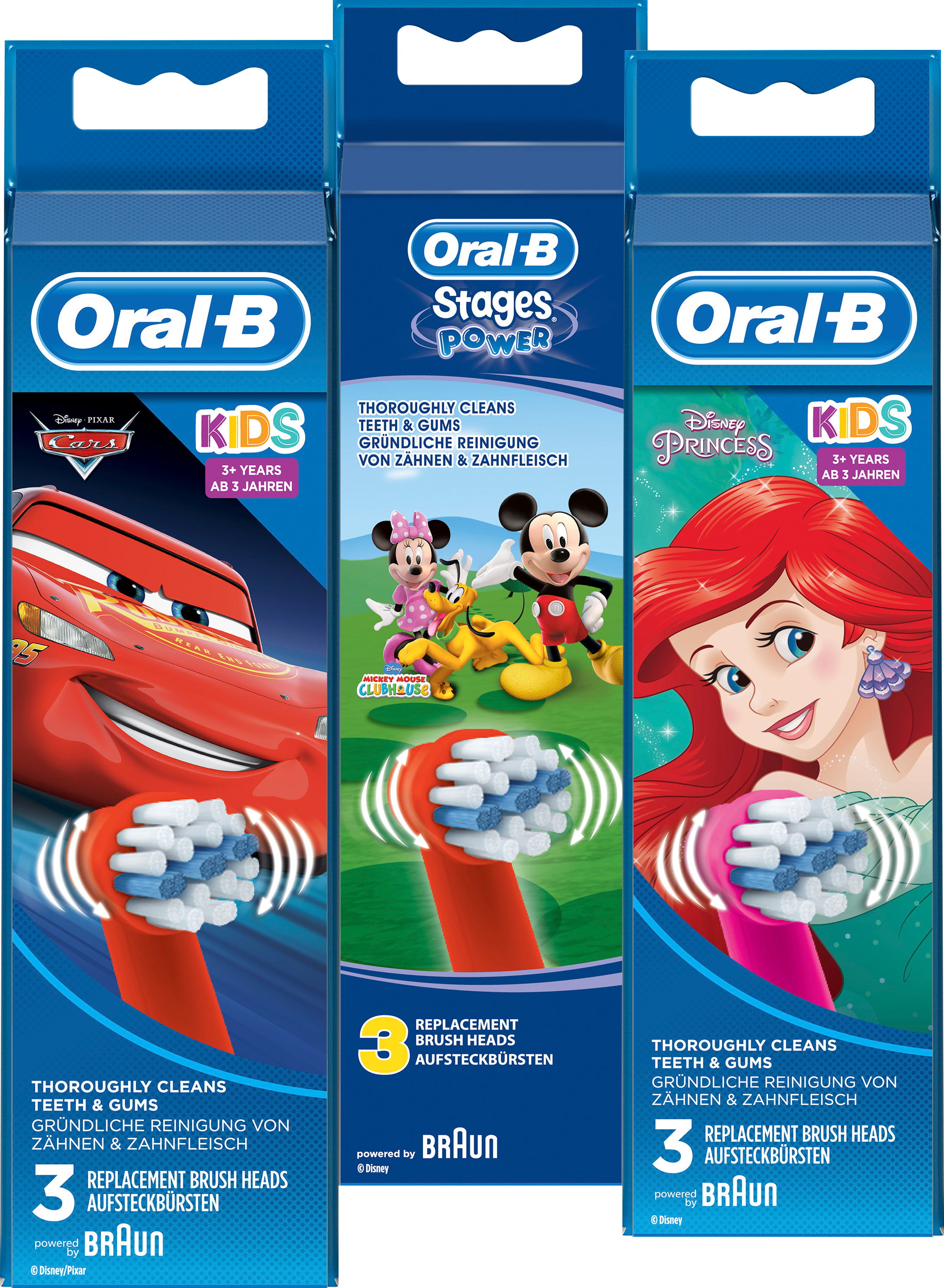 Oral-B Kids Prinsessor, Cars och Musse Pig Borsthuvud Refill 3 st