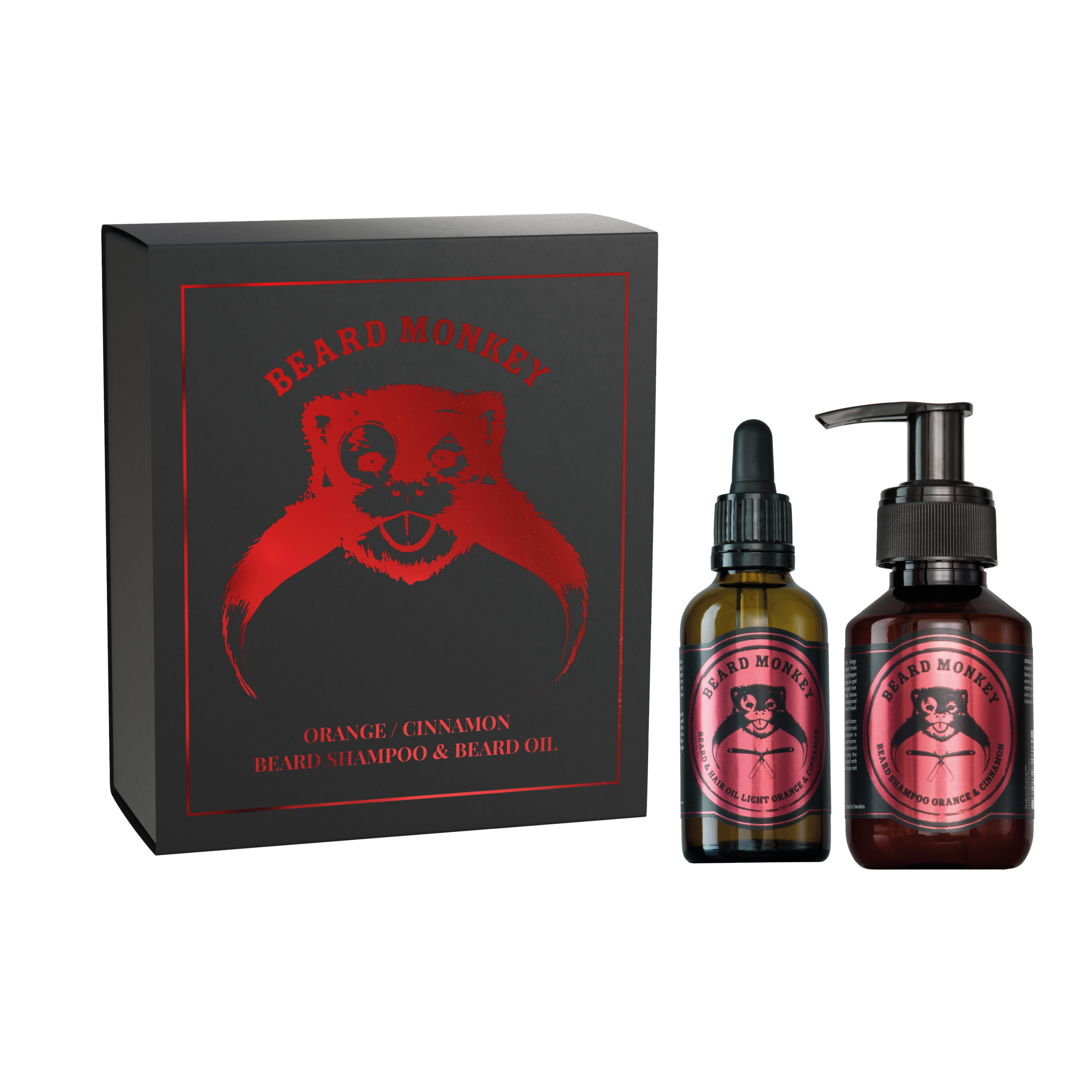 Beard Monkey Giftset Beard 2020 Orange/Cinnamon Beard Schampo & Oil