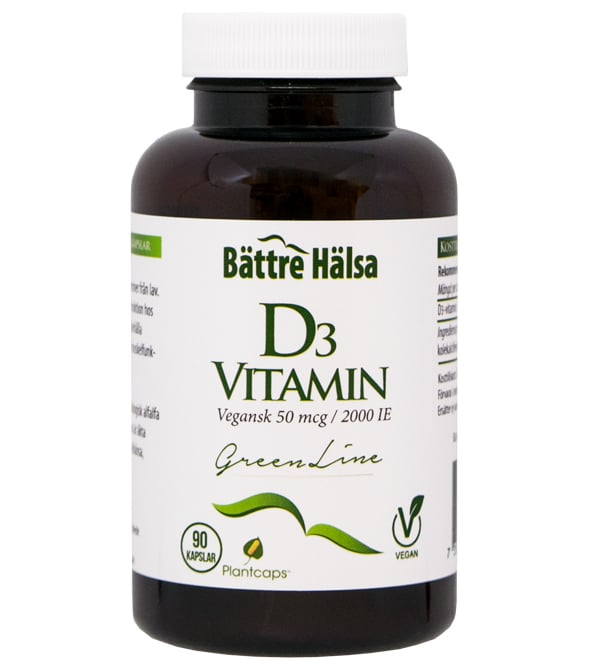Bättre Hälsa D3 2000 Vegan Green Line 90 kapslar