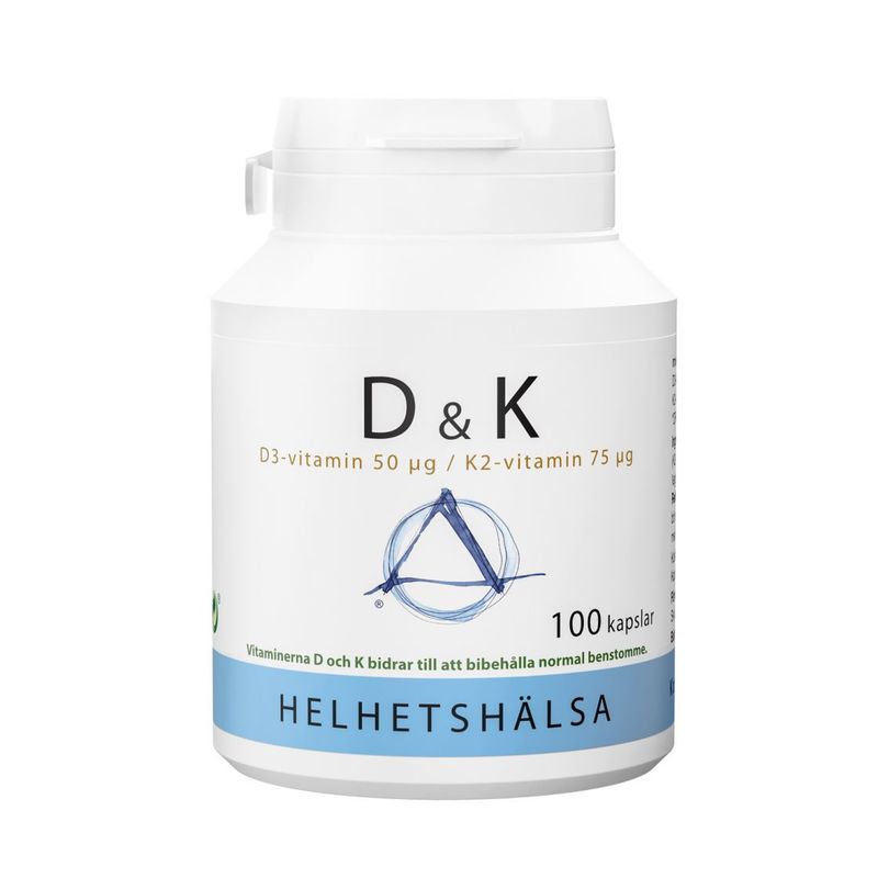 Helhetshälsa D & K-vitamin (D3 50/K2 75) 100 kapslar
