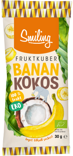 Smiling Fruktkuber Banan/kokos Eko 30 g