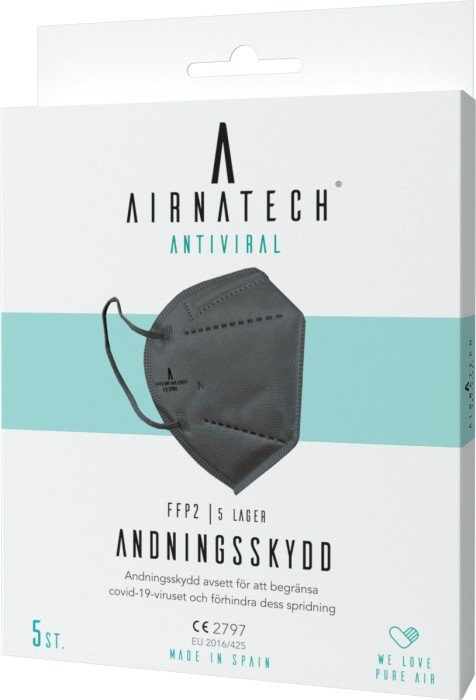 Airnatech Andningsskydd FFP2 Svart 5-pack