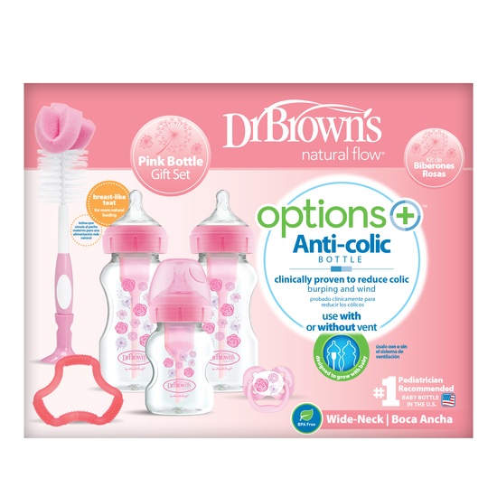 Dr Brown Wide-Neck Options + Pink Gift Set