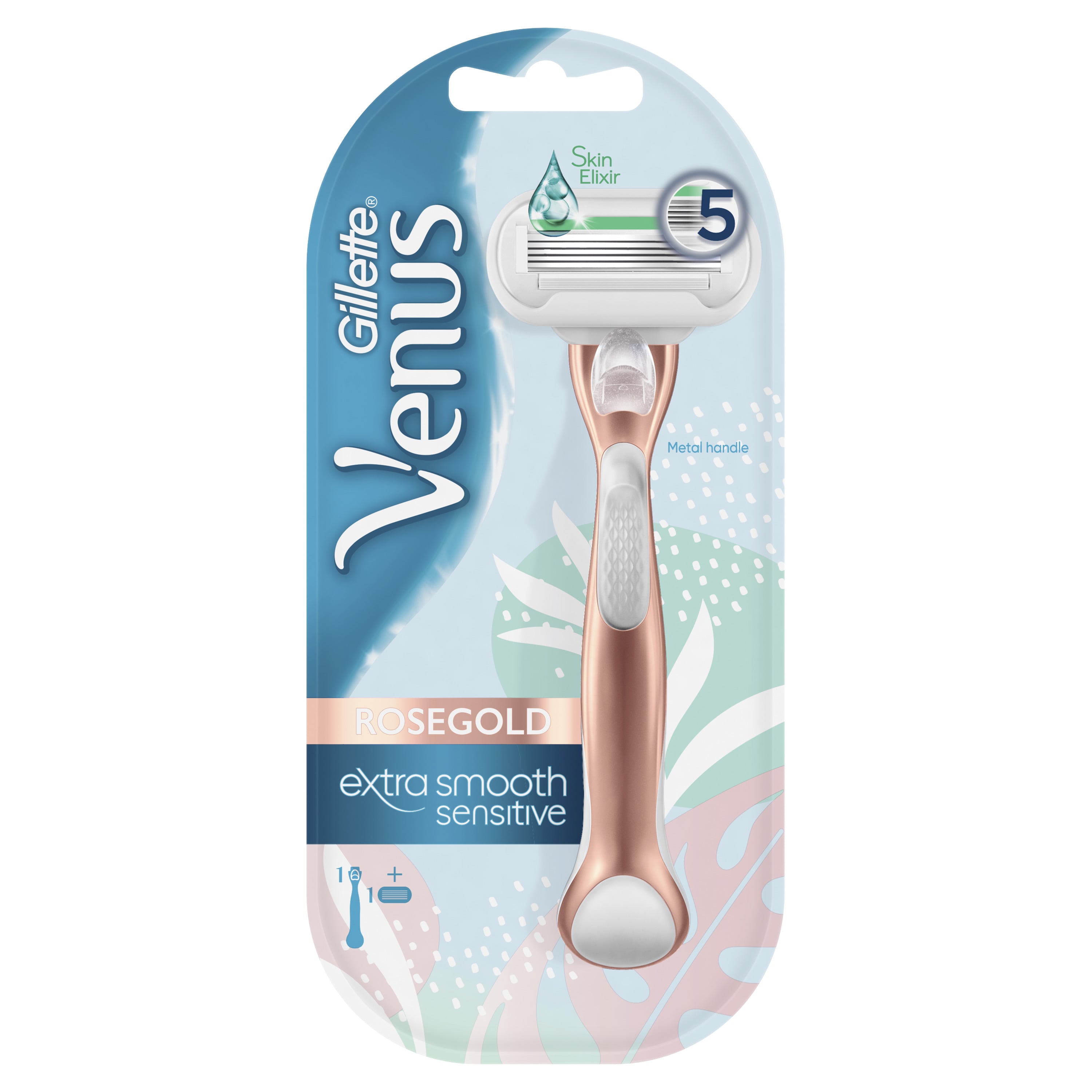 Venus Extra Smooth Sensitive Rosegold Rakhyvel med 1 blad