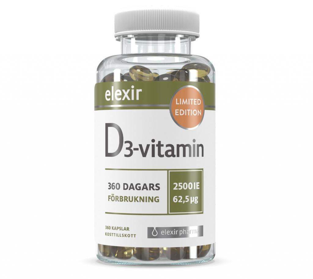 Elexir D3-vitamin 2500 IE 360 kapslar