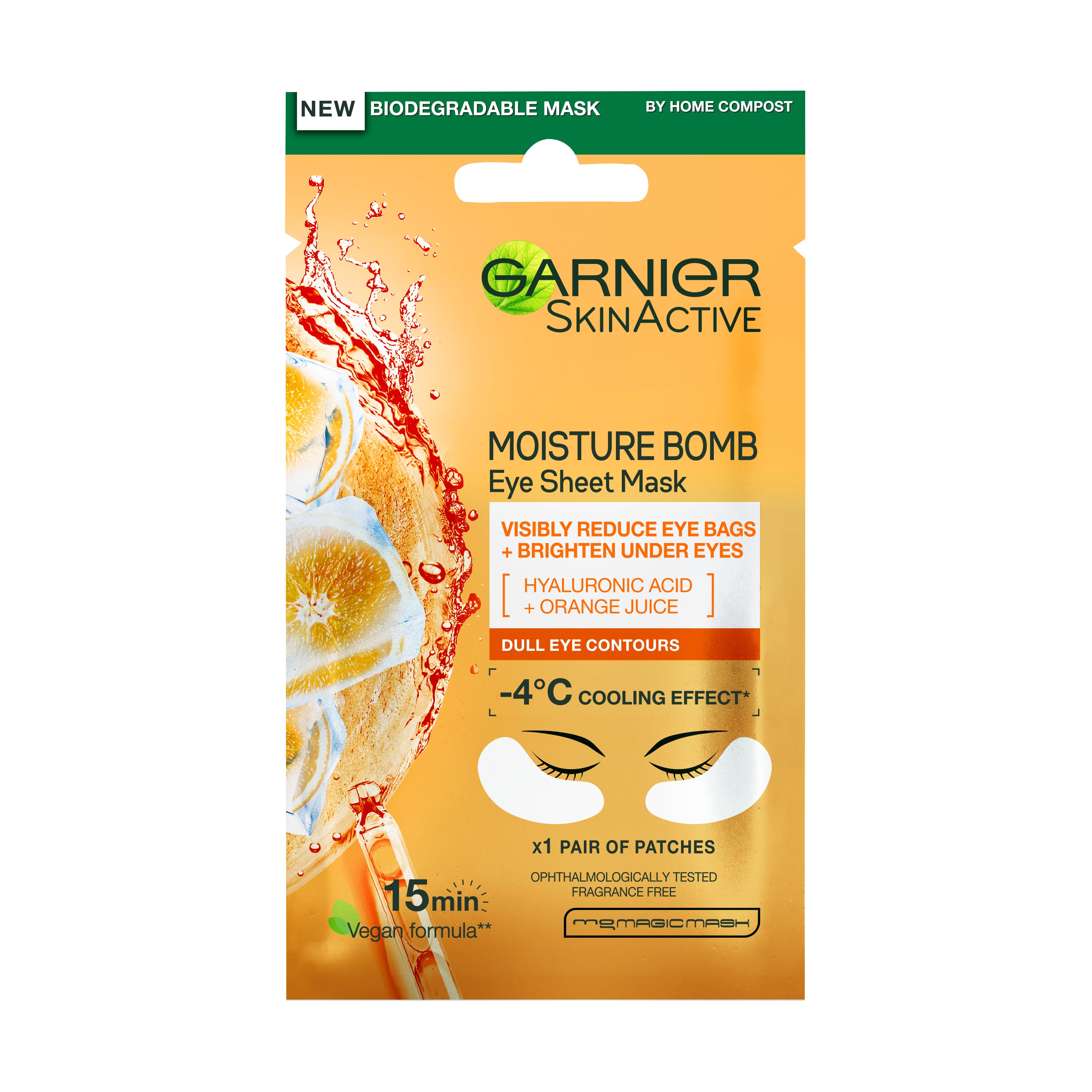 Garnier Skin Active Moisture Bomb Eye Tissue Mask Orange Juice & Hyaluronic Acid