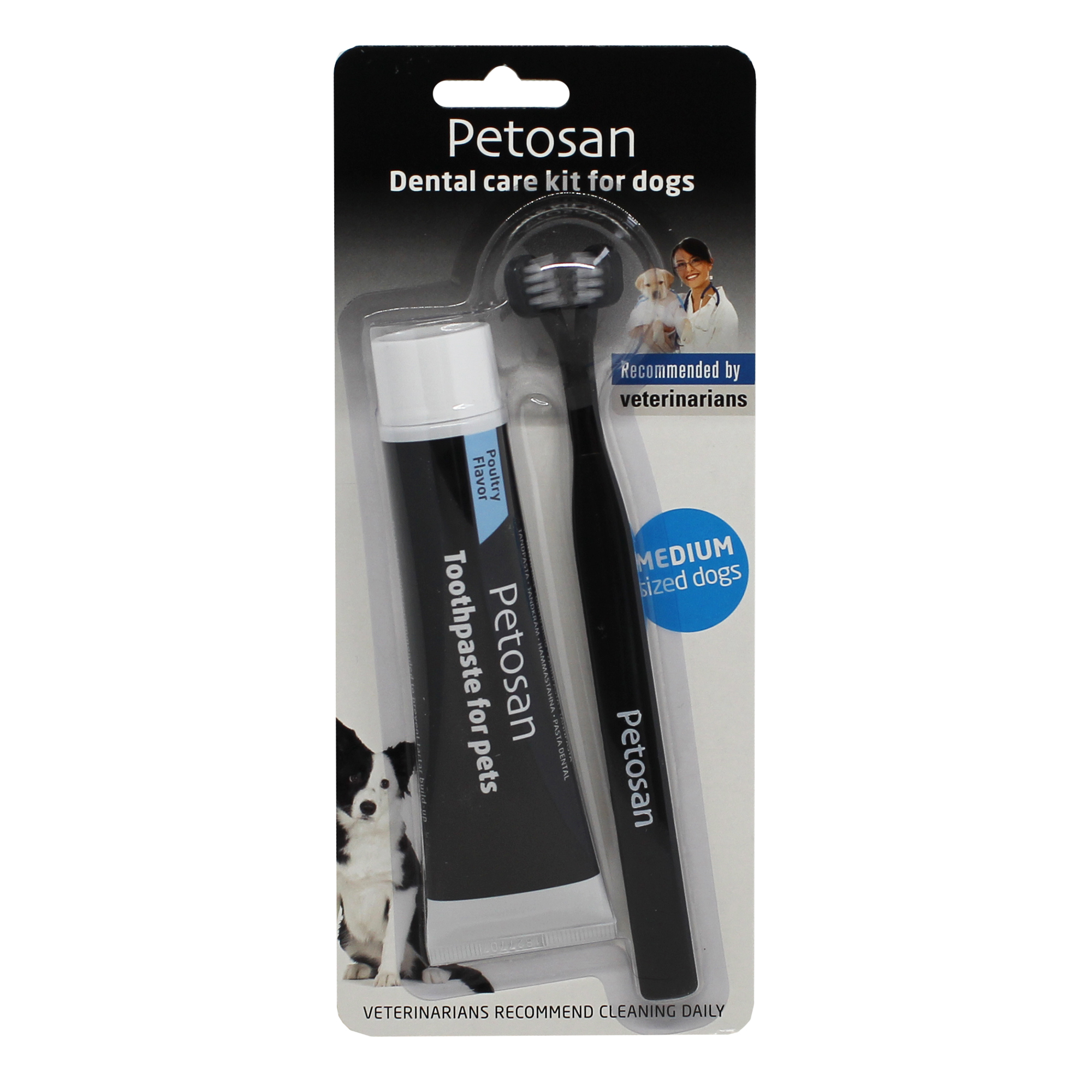 Petosan Dubbeltandborste & Tandkräm Medium