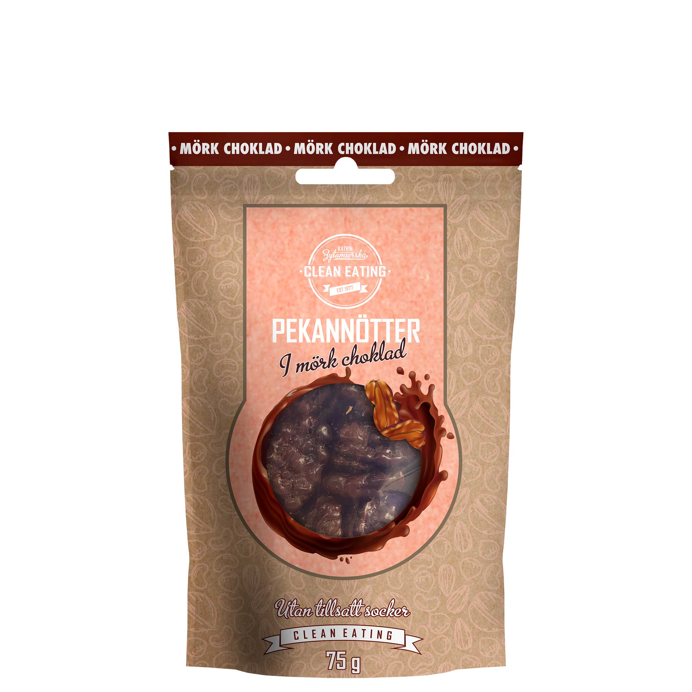 Clean Eating Pekannötter Mörkchoklad 75 g