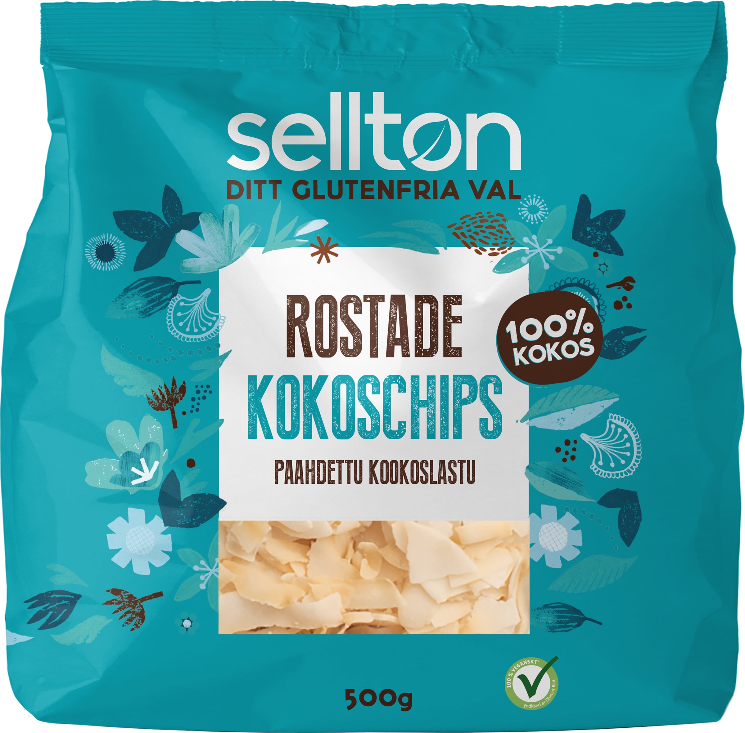 Sellton Kokoschips Rostade 500 g