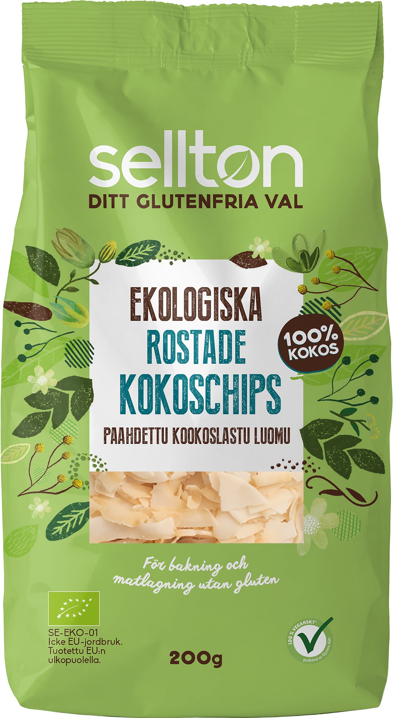 Sellton Kokoschips Rostade Eko 200 g