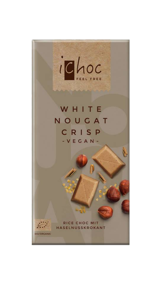 iChoc Rischoklad White Nougat Crisp 80 g