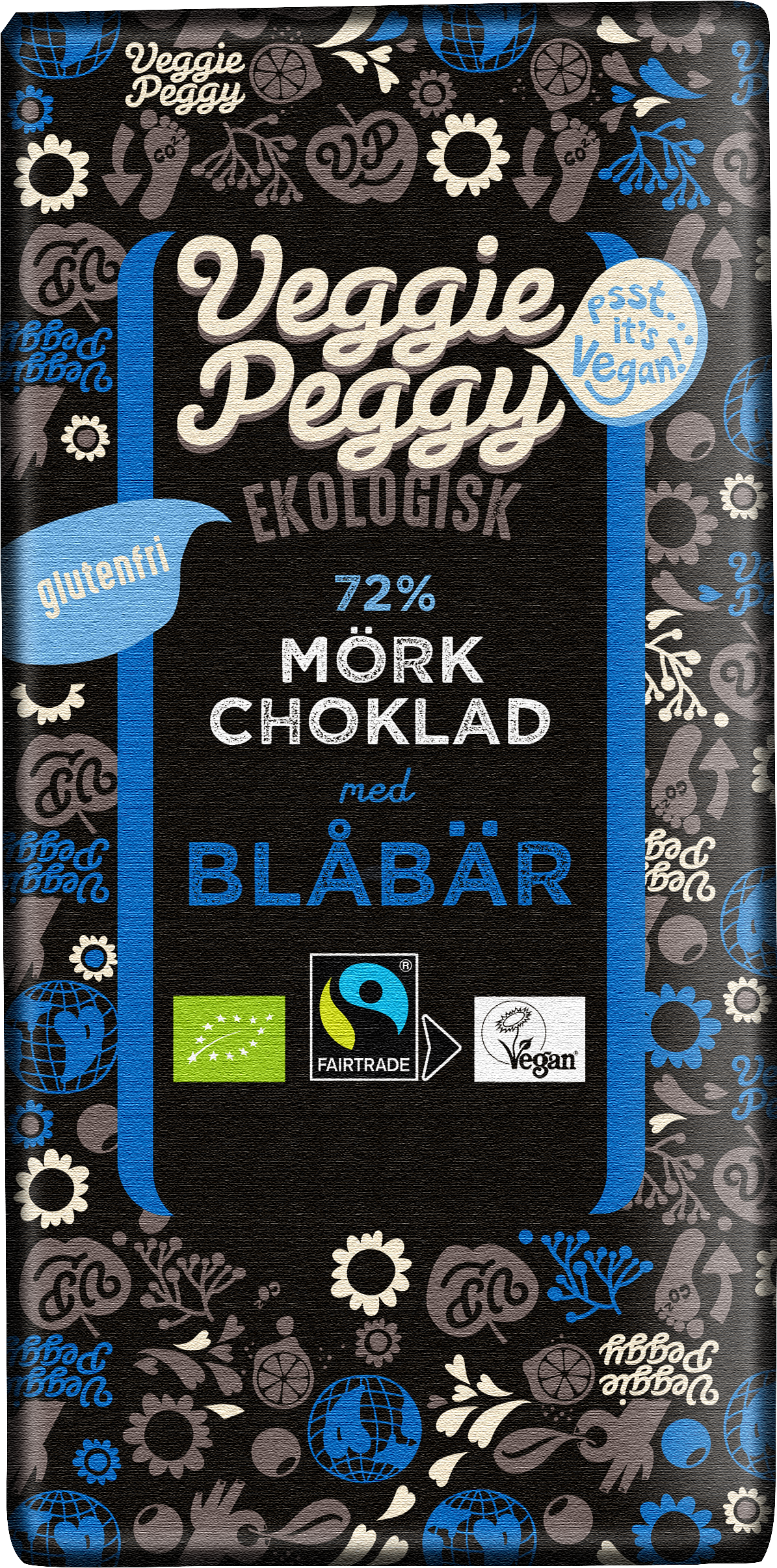 Veggie Peggy Mörk Choklad Blåbär 85 g