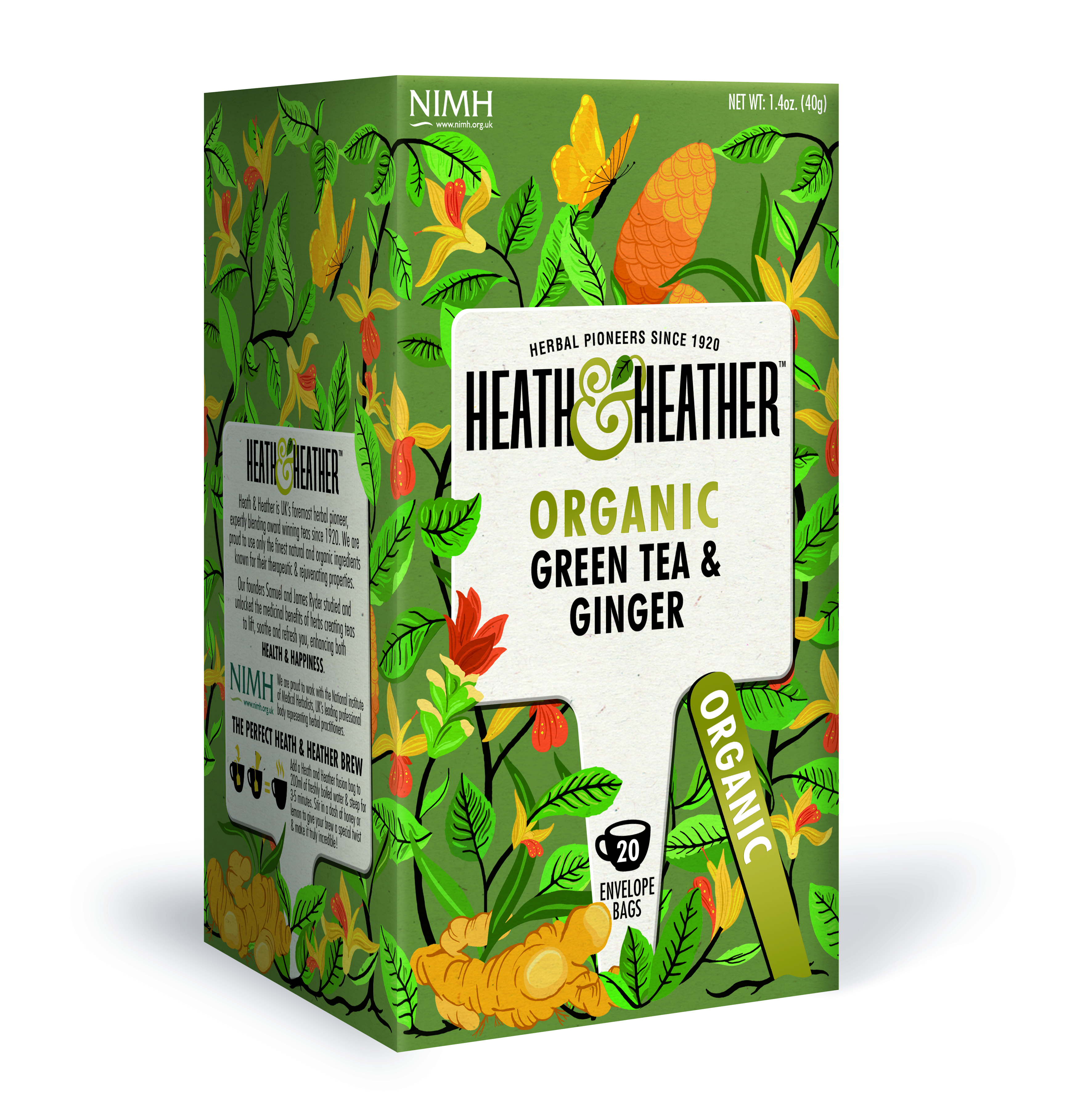 Heath & Heather Te Green Tea & Ginger 20 st