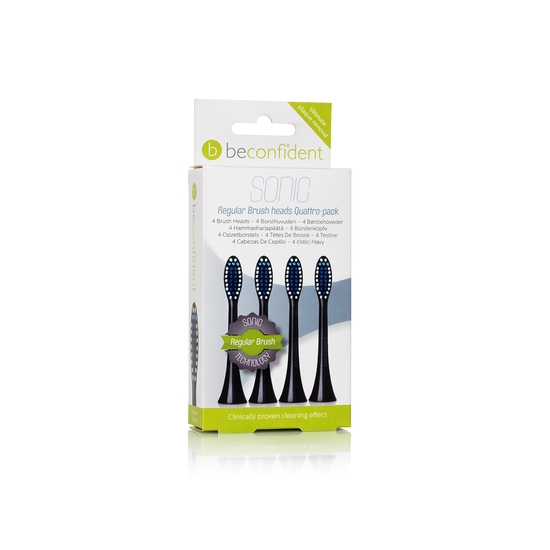 Beconfident Sonic Tandborsthuvud Regular svart 4-pack