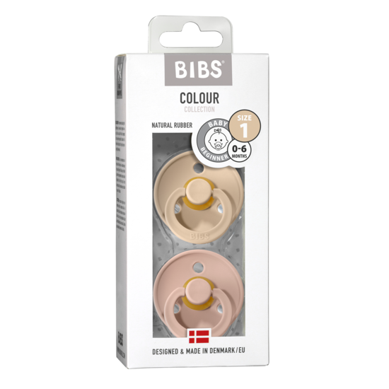 BIBS Colour Latex Size 1 Vanilla/Blush 2-pack