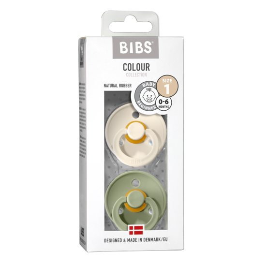 BIBS Colour Latex Size 1 Ivory/Sage 2-pack