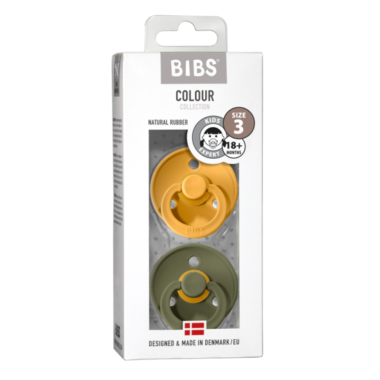 BIBS Colour Honey Bee/Olive strl. 3 (+18 månader)2-pack
