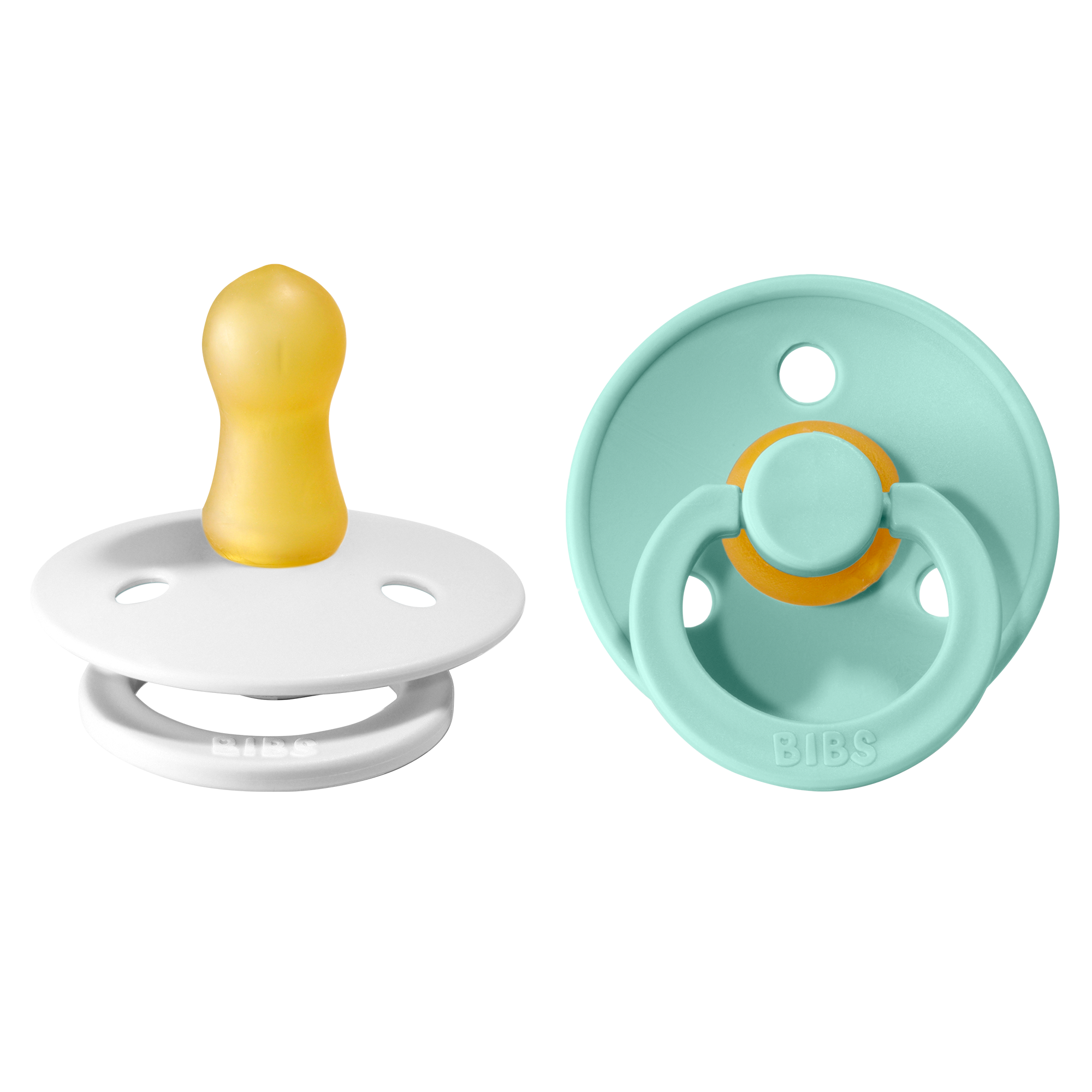 BIBS Colour Latex Size 1 White/Mint 2-pack