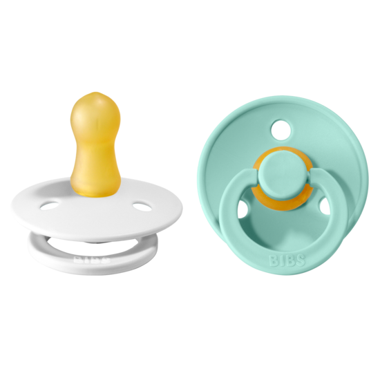 BIBS Colour Latex Size 1 White/Mint 2-pack