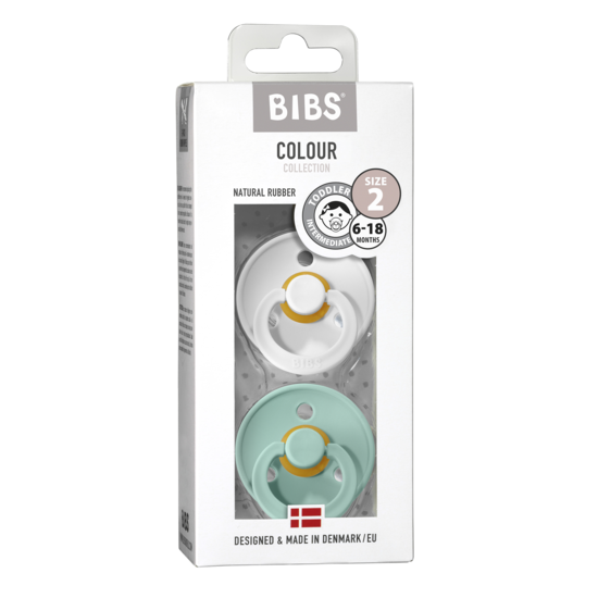 BIBS Colour White/Mint strl. 2 (6-18 månader) 2-pack