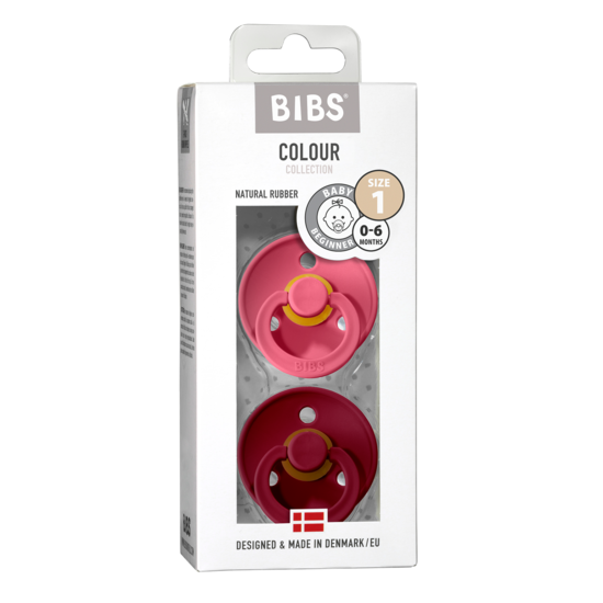 BIBS Colour Latex Size 1 Coral/Ruby 2-pack