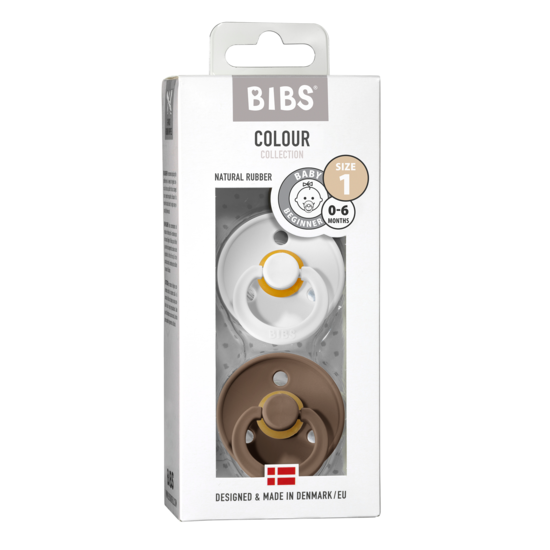 BIBS Colour Nappar White/Dark Oak strl. 1 (0-6 månader) 2-pack