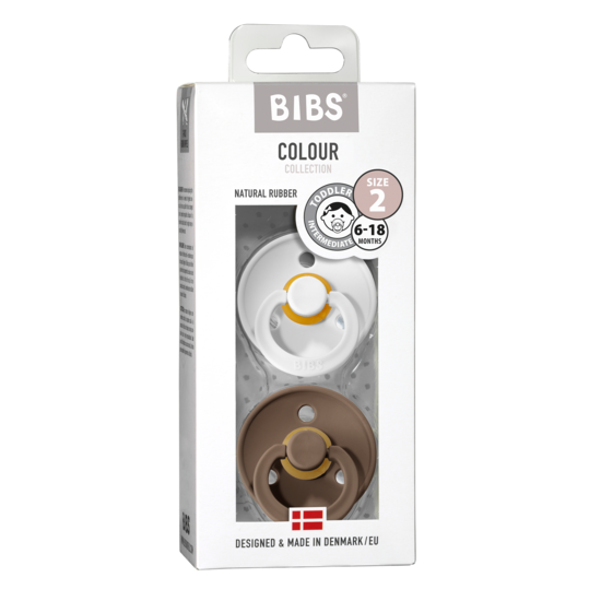 BIBS Colour Nappar White/Dark Oak strl. 2 (6-18 månader) 2-pack
