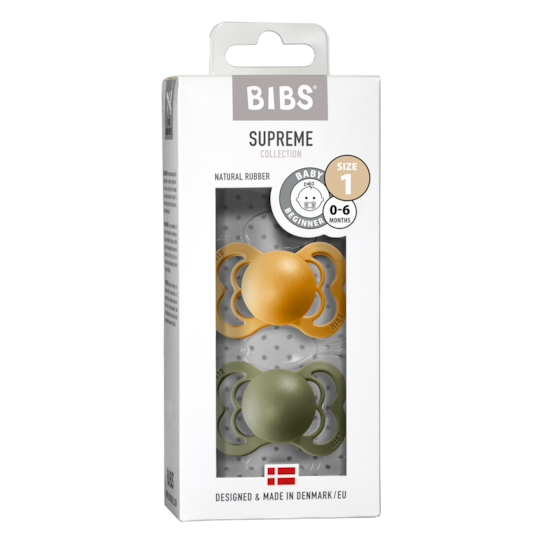 BIBS Supreme Nappar Latex Honey Bee/Olive strl. 1 (0-6 månader) 2-pack