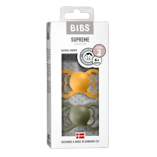 BIBS Supreme Nappar Latex Honey Bee/Olive strl. 2 (6-18 månader) 2-pack