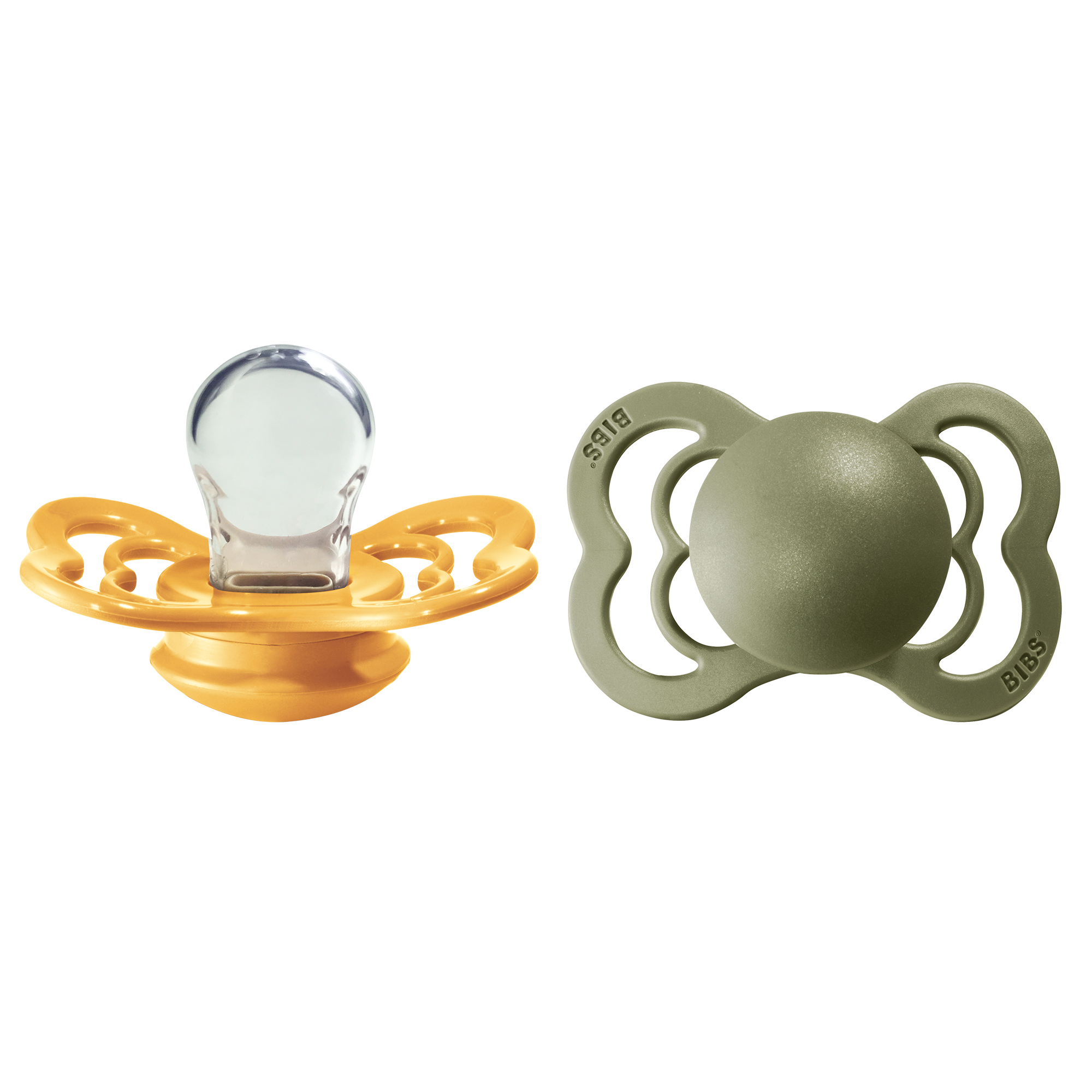 BIBS Supreme Nappar Silicone Honey Bee/Olive strl. 1 (0-6 månader) 2-pack