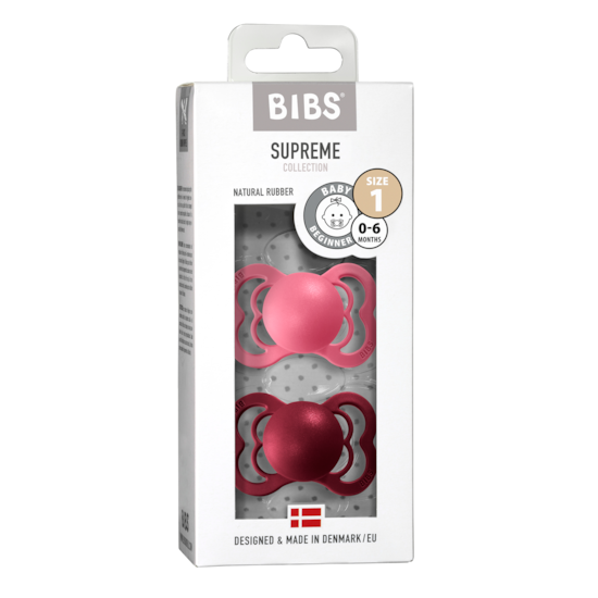 BIBS Supreme Nappar Latex Coral/Ruby strl. 1 (0-6 månader) 2-pack