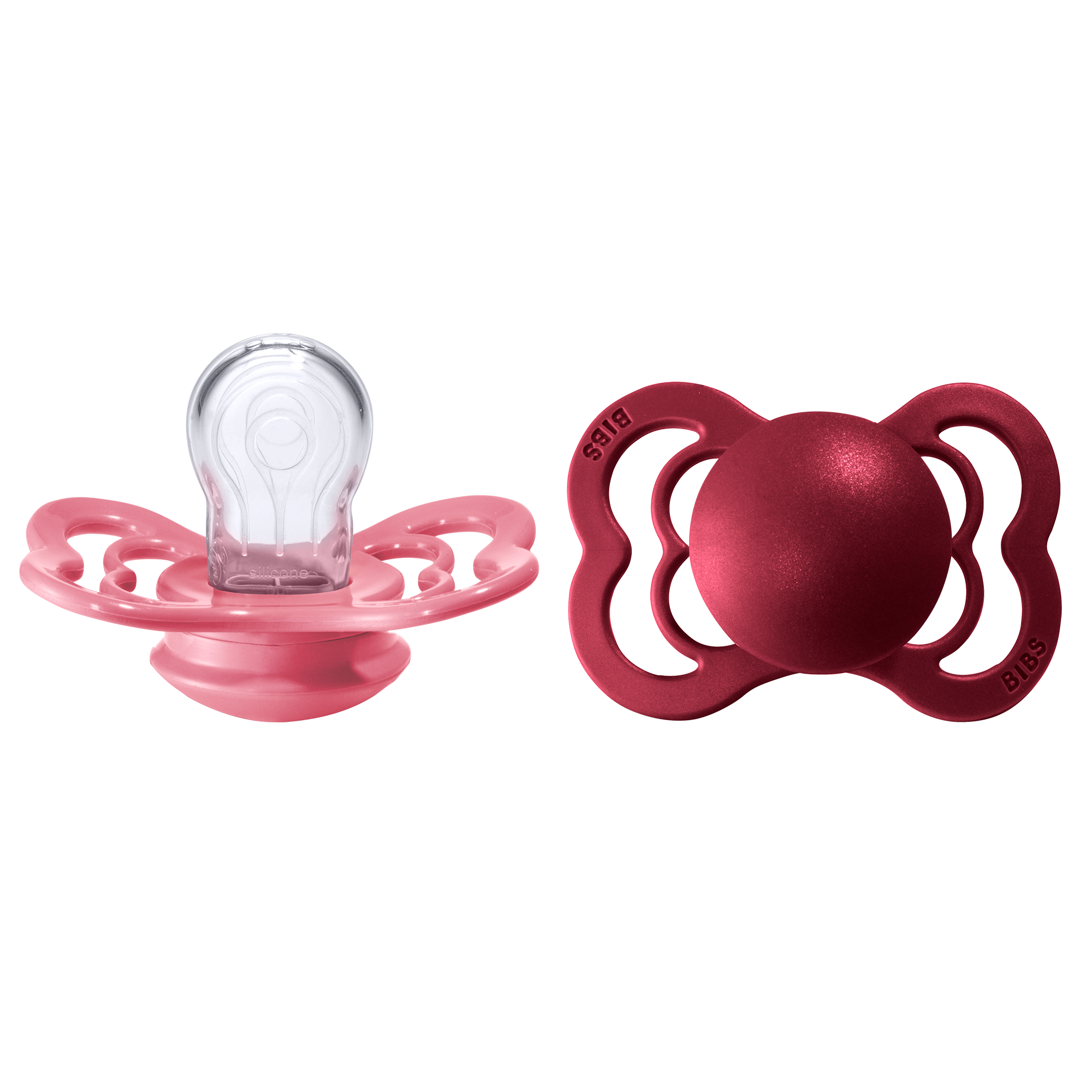 BIBS Supreme Nappar Silicone Coral/Ruby strl. 1 (0-6 månader) 2-pack