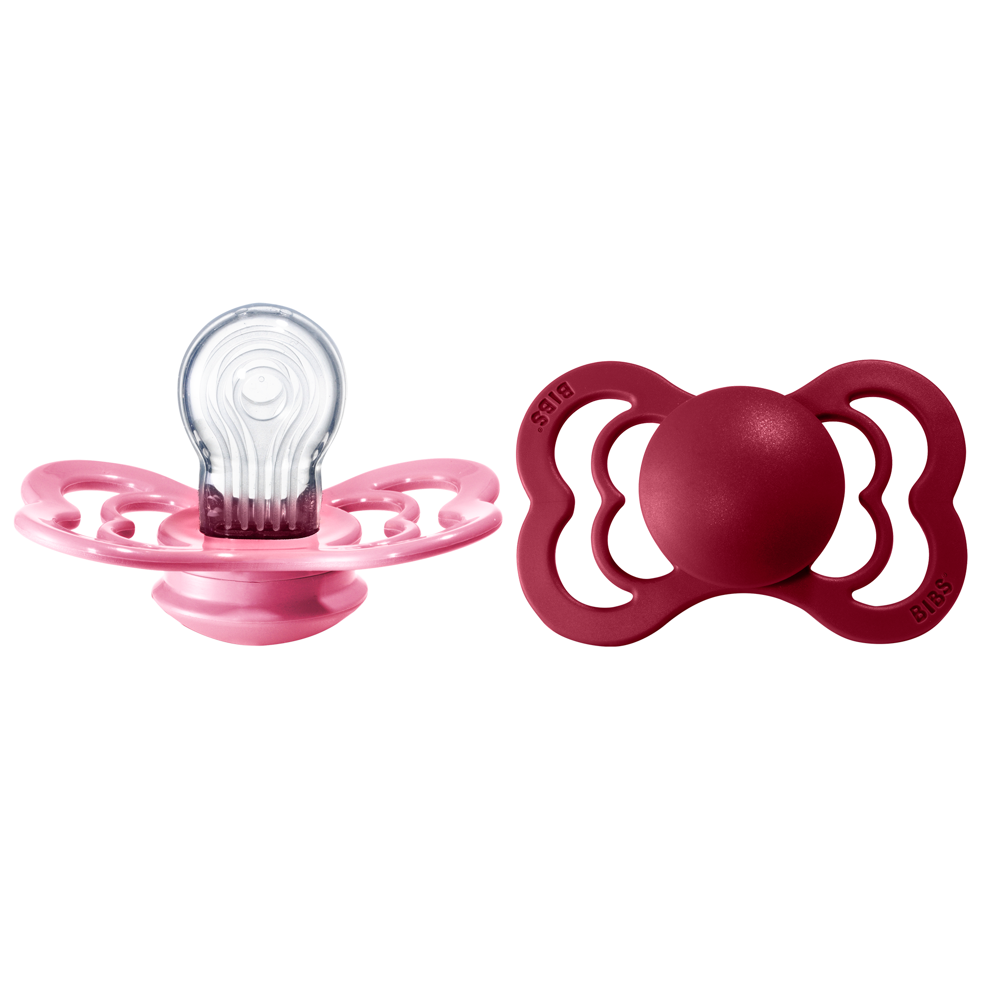 BIBS Supreme Nappar Silicone Coral/Ruby strl. 2 (6-18 månader) 2-pack
