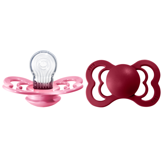 BIBS Supreme Nappar Silicone Coral/Ruby strl. 2 (6-18 månader) 2-pack
