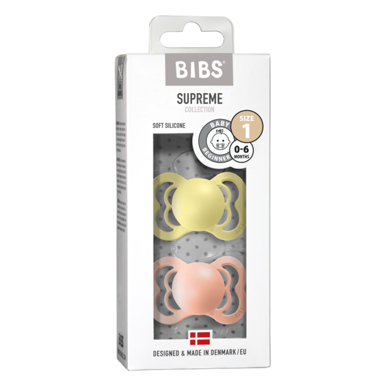 BIBS Supreme Nappar Silicone Sunshine/Peach Sunset strl. 1 (0-6 månader) 2-pack