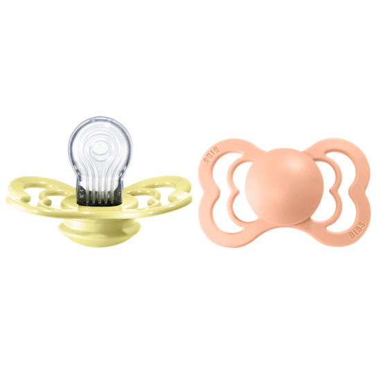 BIBS Supreme Nappar Silicone Sunshine/Peach Sunset strl. 2 (6-18 månader) 2-pack