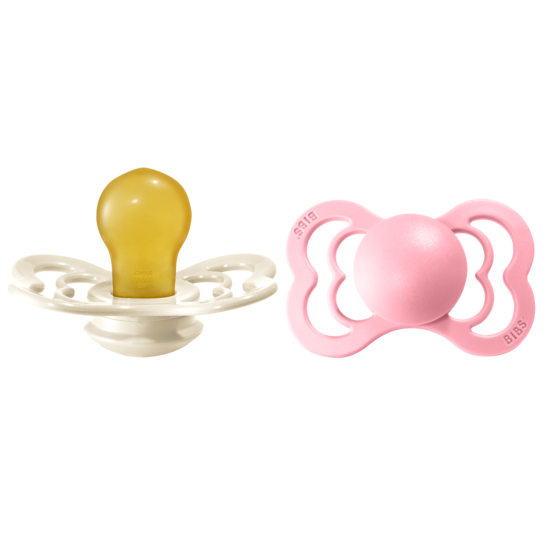 BIBS Supreme Nappar Latex  Ivory/Baby Pinkstrl. 2 (6-18 månader) 2-pack