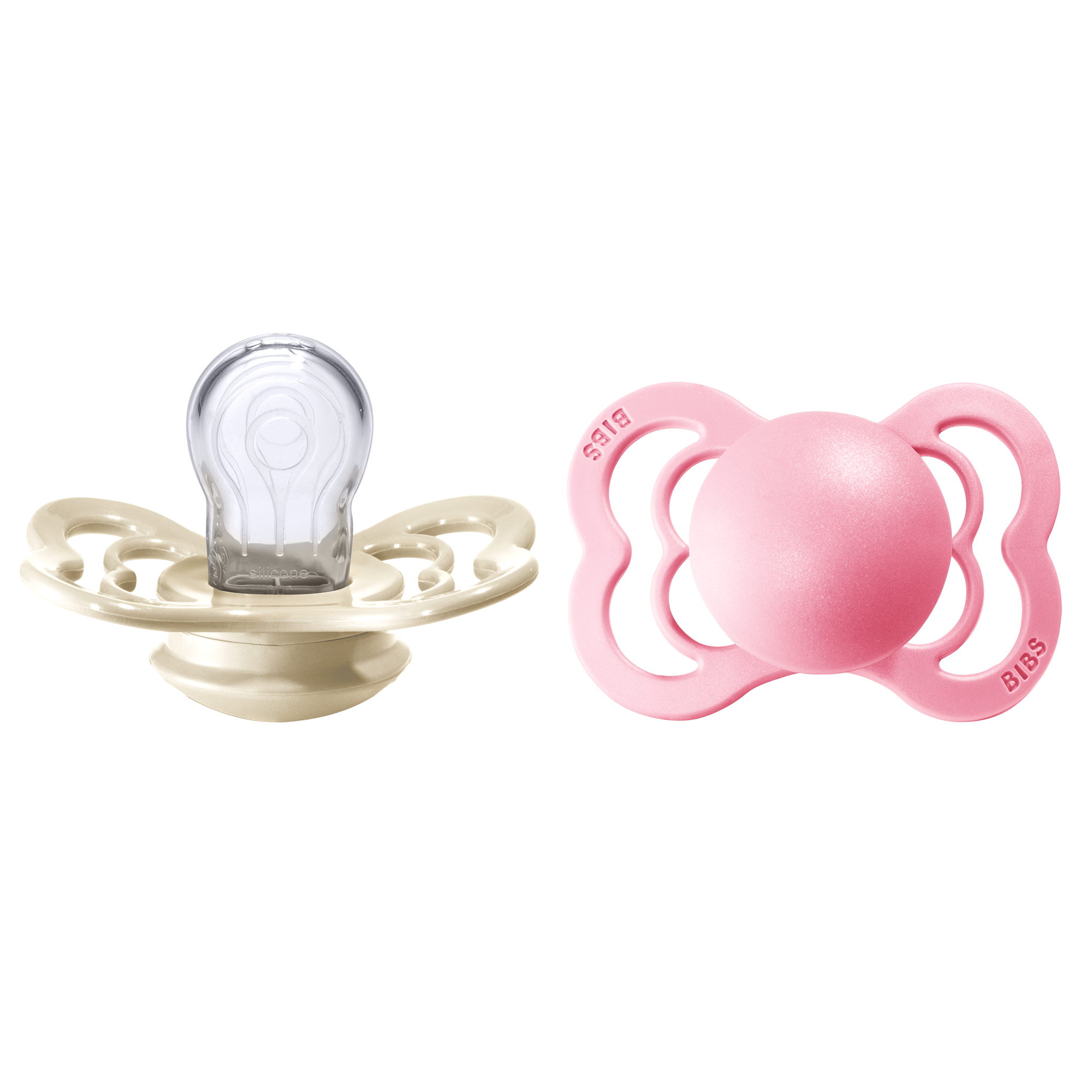 BIBS Supreme Nappar Silicone Ivory/Baby Pink strl. 1 (0-6 månader) 2-pack
