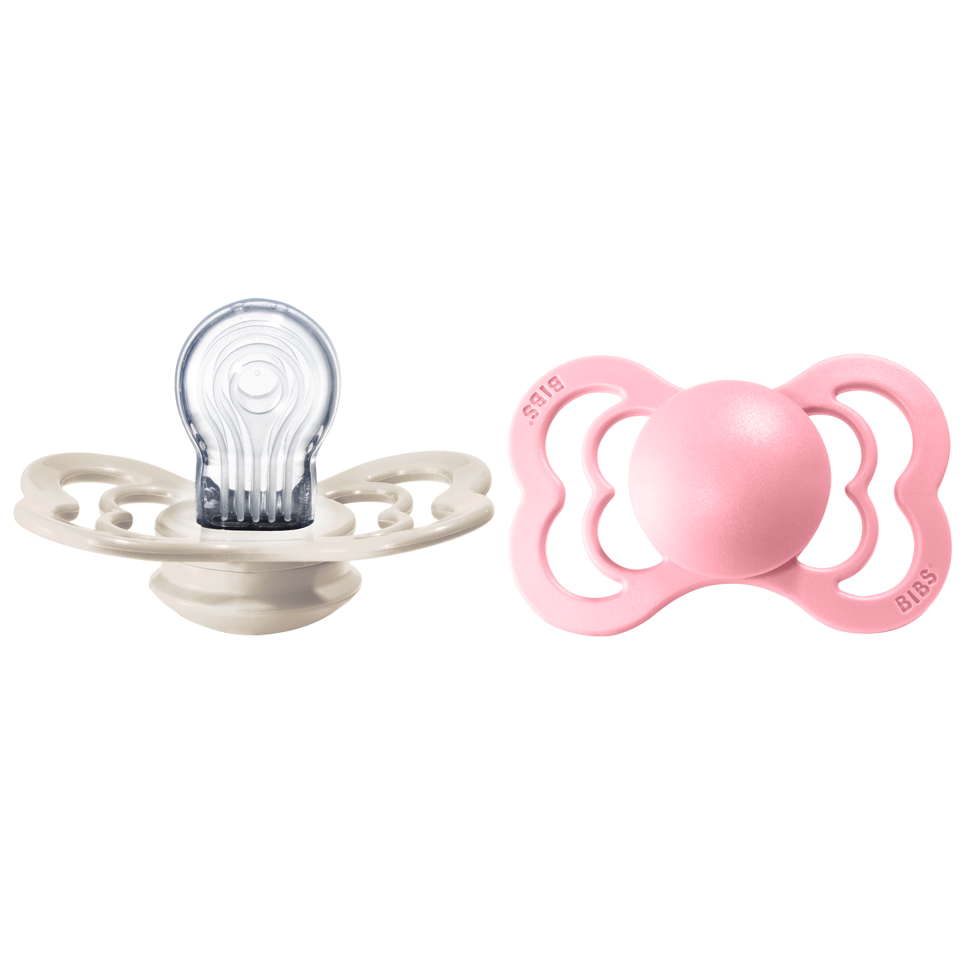 BIBS Supreme Nappar Silicone Ivory/Baby Pink strl. 2 (6-18 månader) 2-pack