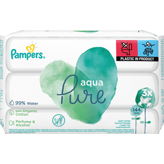 Pampers Aqua Pure Tvättservetter 3x48 st