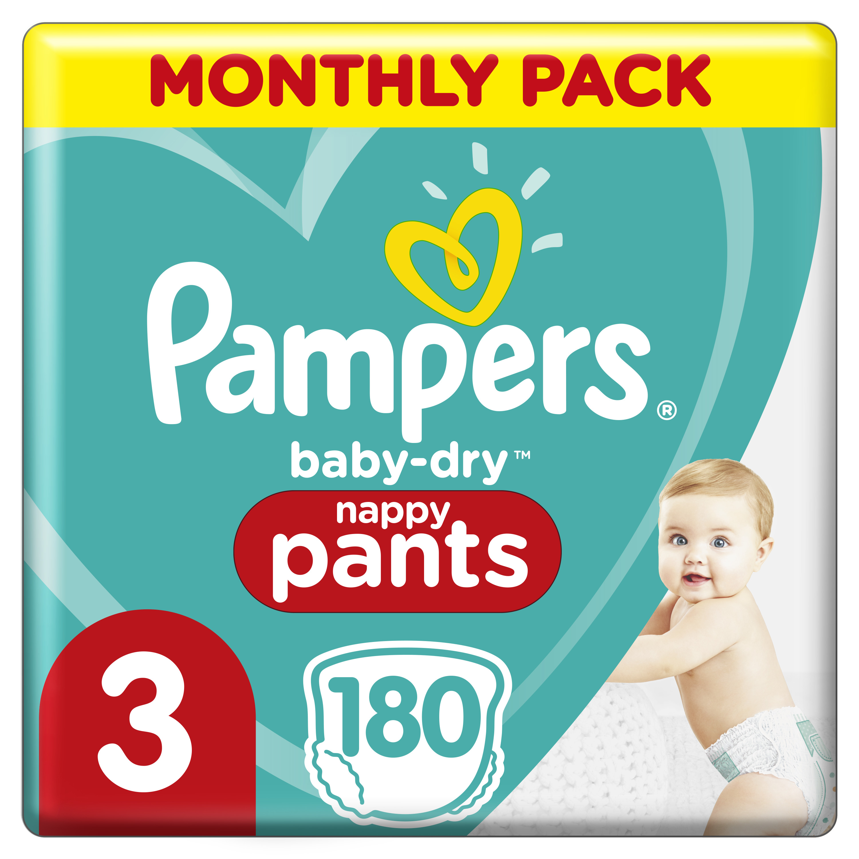 Pampers Baby-Dry Byxblöjor Storlek 3, 180 Blöjor, 6 kg-11 kg