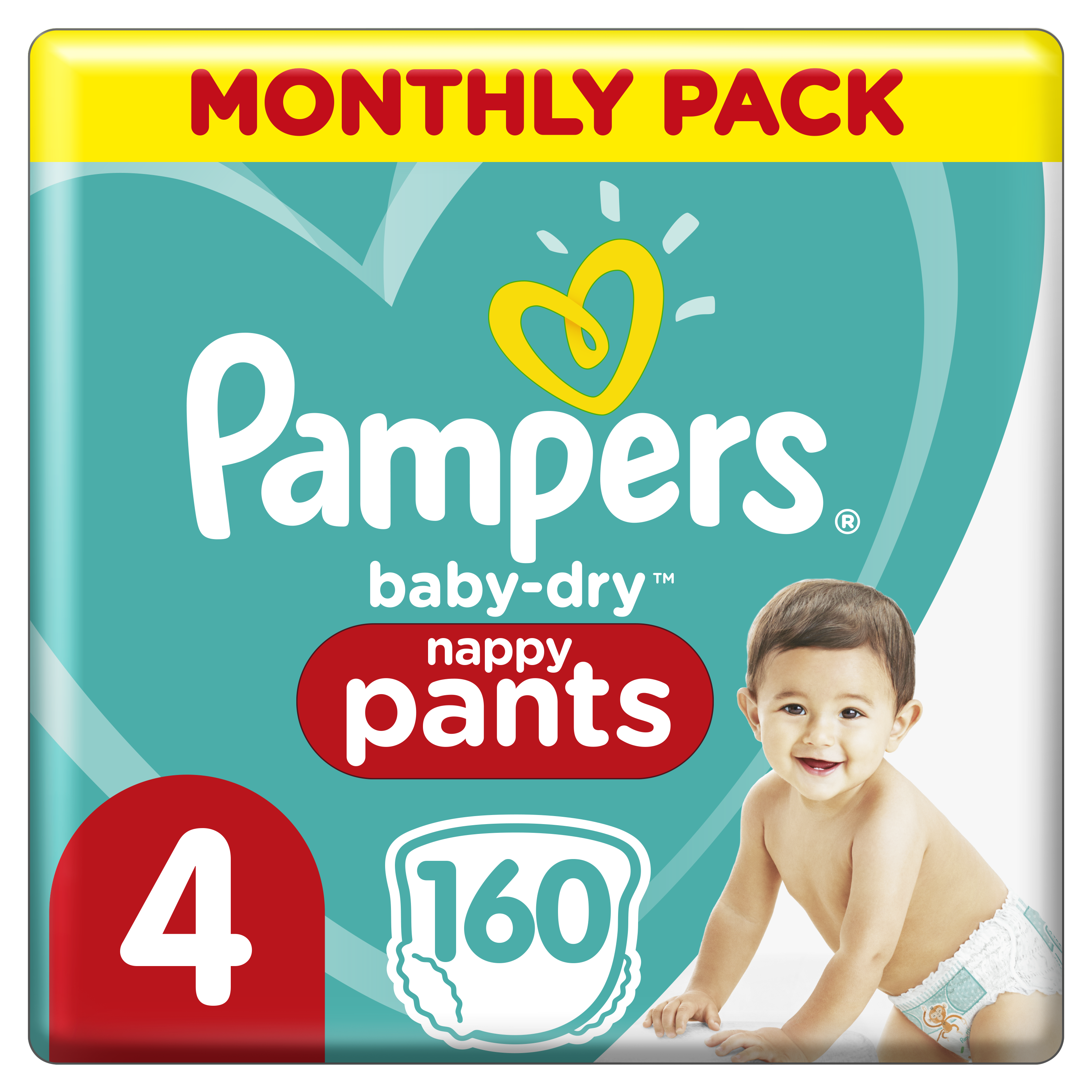 Pampers Baby-Dry Byxblöjor Storlek 4, 160 Blöjor, 9 kg-15 kg