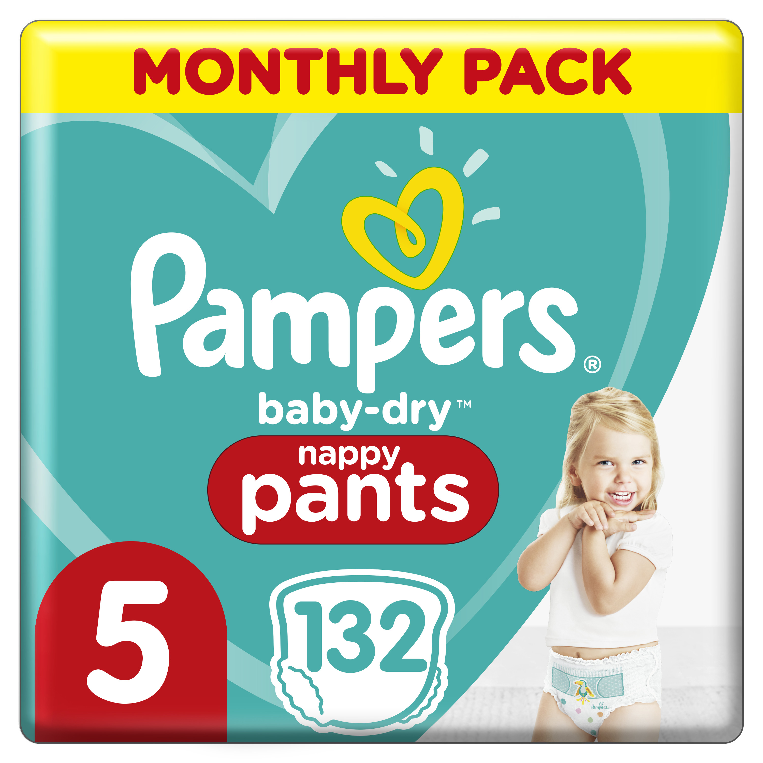 Pampers Baby-Dry Byxblöjor Storlek 5, 132 Blöjor, 12kg-17kg
