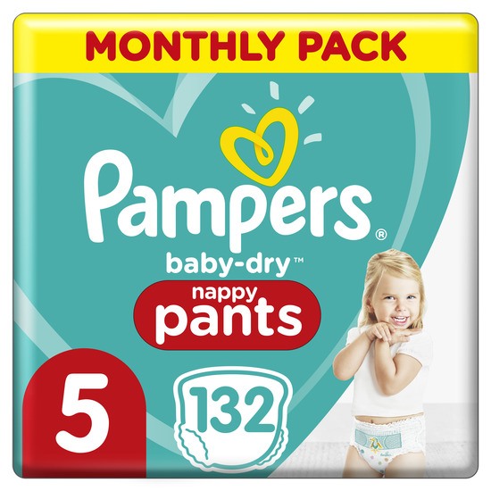 Pampers Baby-Dry Byxblöjor Storlek 5, 132 Blöjor, 12kg-17kg