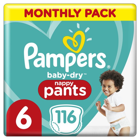 Pampers Baby-Dry Byxblöjor Storlek 6, 116 Blöjor, 15kg+