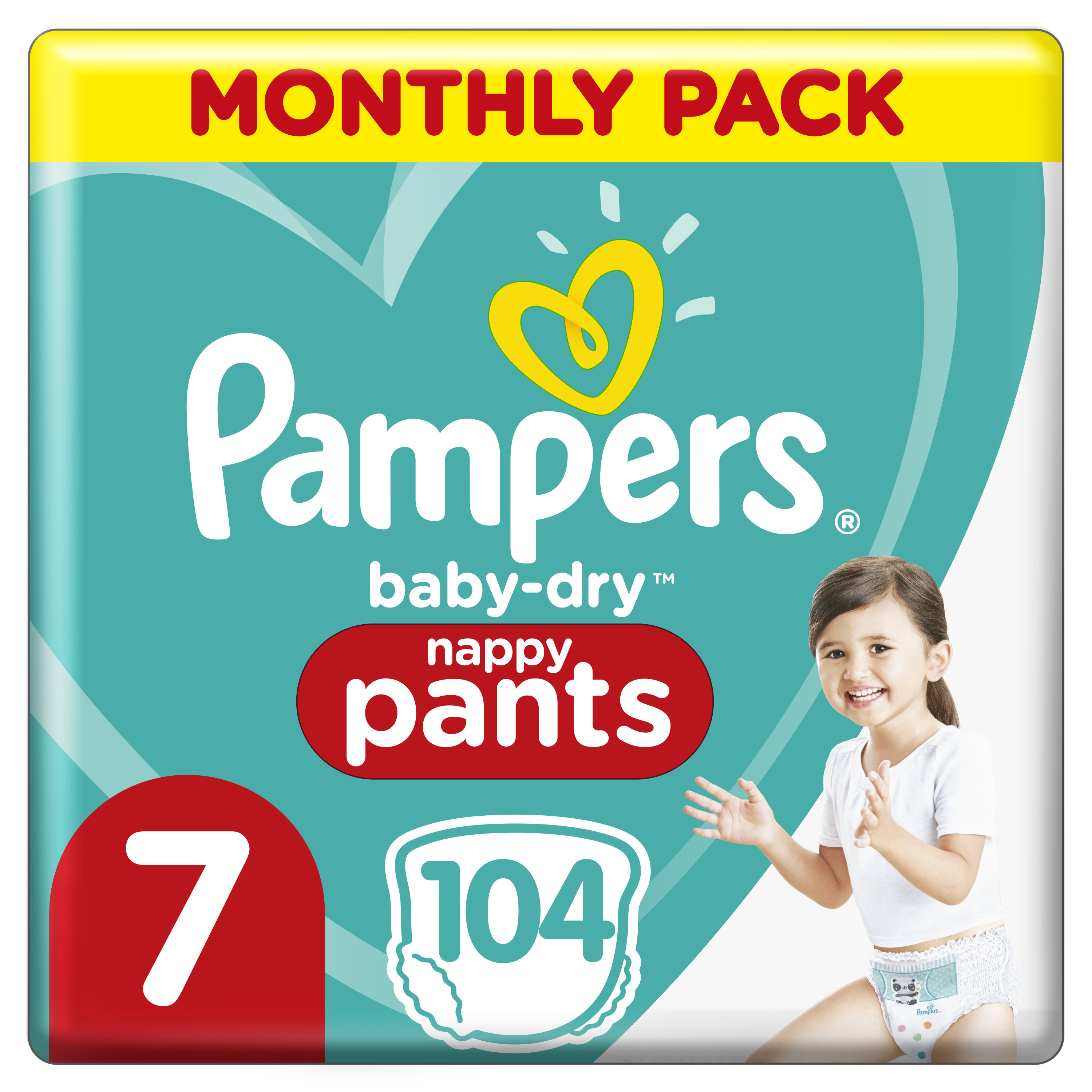 Pampers Baby-Dry Byxblöjor Storlek 7, 104 Blöjor, 17kg+