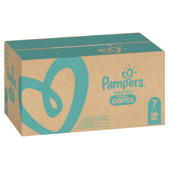 Pampers Baby-Dry Byxblöjor Storlek 7, 104 Blöjor, 17kg+