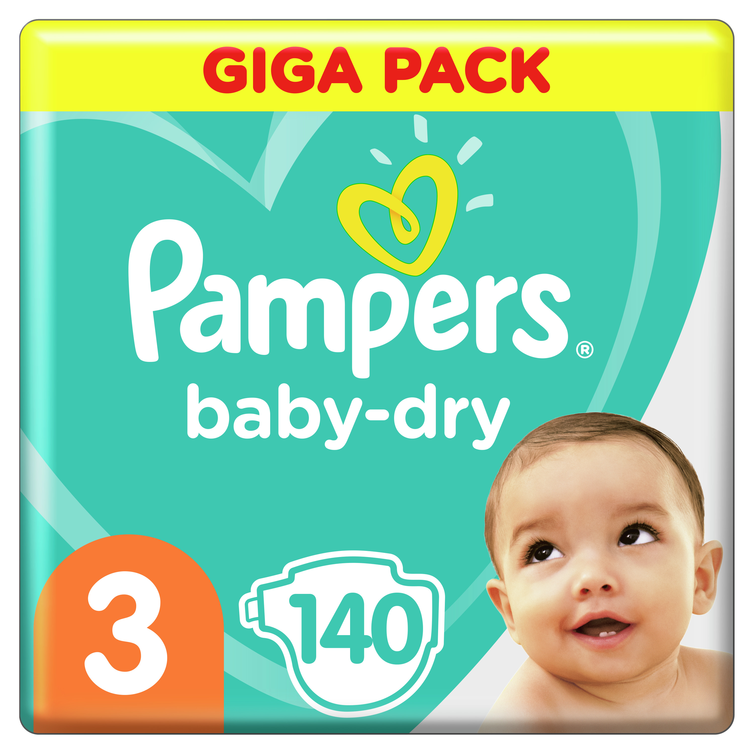 Pampers Baby-Dry Storlek 3, 140 Blöjor, 6-10kg