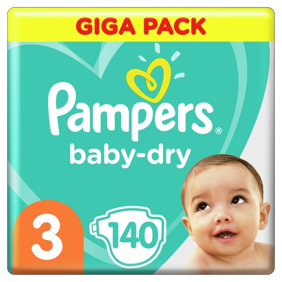 Pampers Baby-Dry Storlek 3, 140 Blöjor, 6-10kg